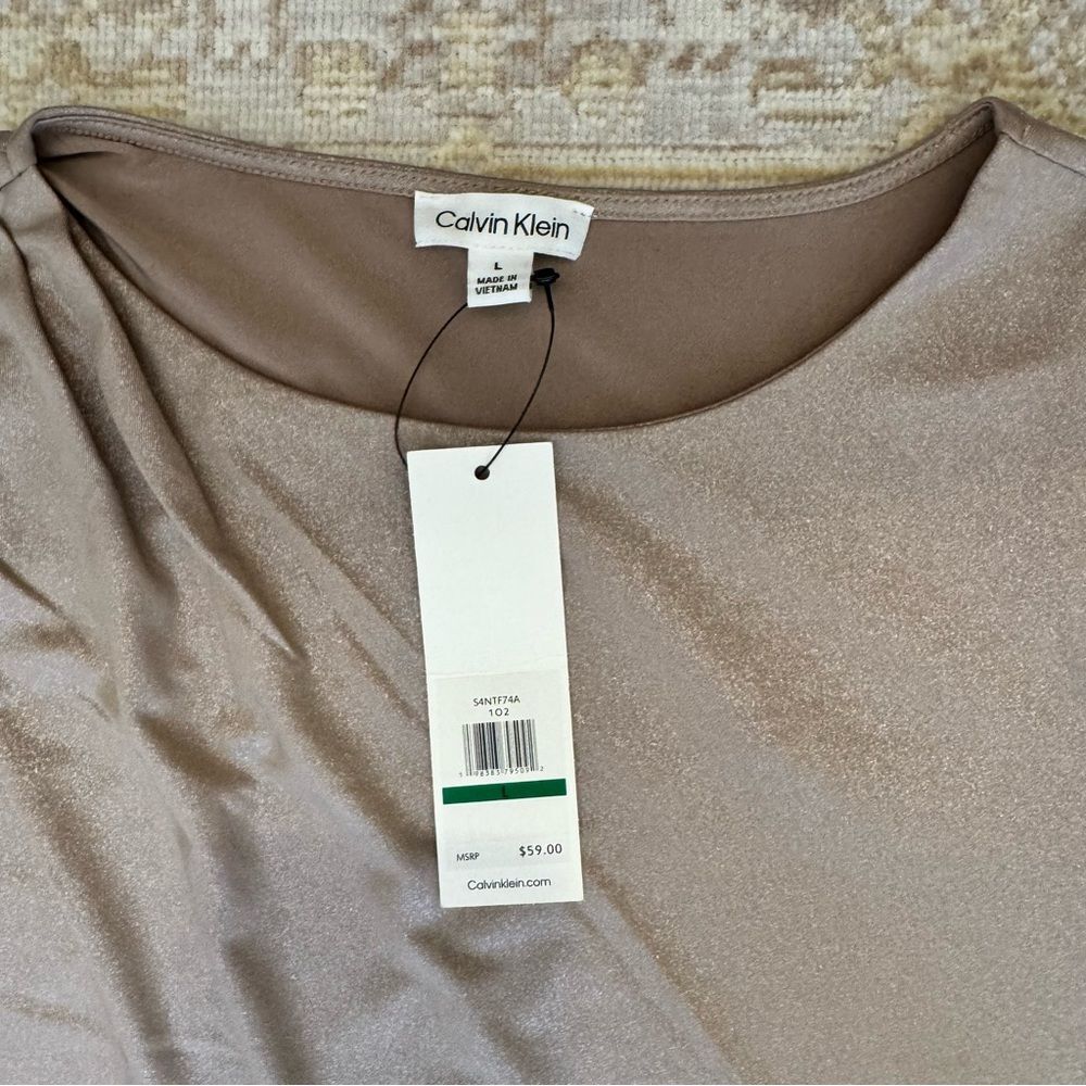 NWT - Calvin Klein Shimmering Taupe Blouse - Picture 2 of 8